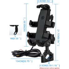 Wupp CS-1098A1 Motosiklet Alüminyum Alaşım Sekiz Çene Cep Telefonu Şarj Tutucu (Siyah)(Yurt Dışından)