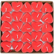 Pazariz Tea Light Mum  Kırmızı Kalpli 100'LÜ Mum