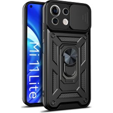 Xiaomi Mi 11 Lite Kılıf Lens Sürgülü Yüzüklü Tank Silikon Pars