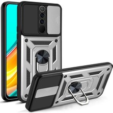 Xiaomi Redmi Note 8 Pro Kılıf Lens Sürgülü Yüzüklü Tank Silikon Pars