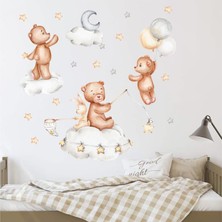 Piksel Grafik Sevimli Ayıcıkların Yıldız Toplama Oyunu Çocuk Odası Duvar Sticker