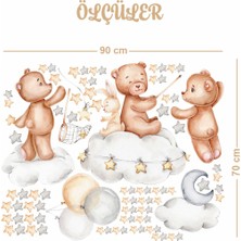 Piksel Grafik Sevimli Ayıcıkların Yıldız Toplama Oyunu Çocuk Odası Duvar Sticker
