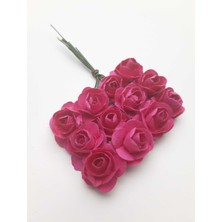 Be Beauty Fuşya Renginde 1 cm Çapında Kağıt Gül 1 Paket 144 Adet