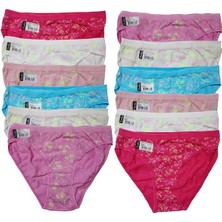 Tutku 12'li Paket Tutku 0525 Naz Çiçek Desenli Bayan Elastan Bikini Külot