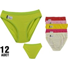Tutku 12'li Paket Tutku Nehir 0527 Fosforlu Elastan Bayan Bikini Külot