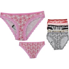 Tutku 6'lı Paket Tutku 0530 Çakıl Elastan Puantiyeli Dantelli Bayan Bikini Külot
