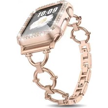 Fogy Apple Watch Uyumlu 5 44MM Halka Tasarımlı Göz Alıcı Dizayn Metal Kordon (Kasa Koruma Dahil Değildir)