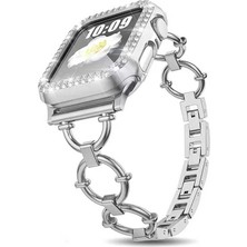 Fogy Apple Watch Uyumlu 5 42MM Halka Tasarımlı Göz Alıcı Dizayn Metal Kordon (Kasa Koruma Dahil Değildir)