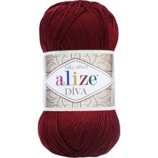 Alize Diva Merserize El Örgü Ipi Renk Kodu:57-Bordo
