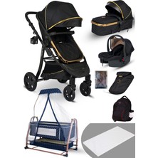 Baby Home Yeni Doğan Set 8 In 1 Baby Home 985 Travel Sistem Bebek Arabası ve 505 Bebek Sepeti Sepet Anne Yanı Beşik