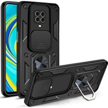 Nevarium Xiaomi Redmi Note 9s Kılıf Lens Sürgülü Yüzüklü Tank Silikon Pars