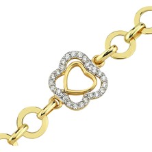 Altın Sepeti Altın Kalpli Kelebek Bileklik