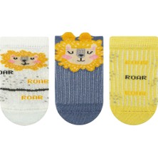 Bross 3lü 3D Aslan Desenli Patik Bebek Çorabı