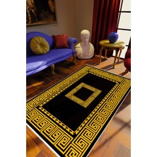 10 Post Online Klasik Altın Gold Siyah Metalik Kaydırmaz Kesme Yıkanabilir Ince Halı