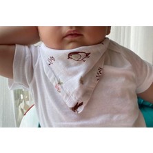 Runbaby Oeko-Tex Sertifikalı    Pamuk Çift Katlı Müslin Kumaş Iki Çıtçıtlı Bebek Salya Önlük & Fular K