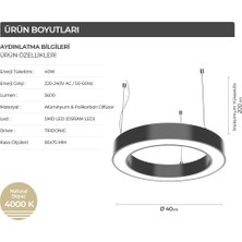 Ledhouse 40 cm Simit Dekoratif LED Sarkıt Yuvarlak Armatür Avize Aydınlatma 4000K