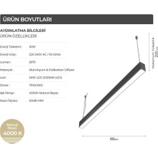 Ledhouse 60 cm Linear ( Lineer ) LED Sarkıt Armatür Avize Aydınlatma 4000K