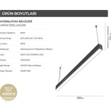 Ledhouse 250 cm Linear ( Lineer ) LED Sarkıt Armatür Avize Aydınlatma 4000K