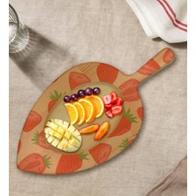 Bk Gift Çilek Tasarımlı Yaprak Şeklinde Doğal Ahşap Servis ve Sunum Tabağı Model 1