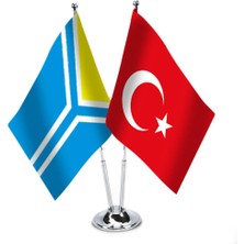 Asilmeydan Tuva Cumhuriyeti - Türkiye - Saten Masa Bayrağı