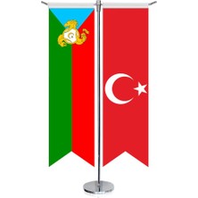 Asilmeydan Kumuklar, Kumıklar Bayrağı ve Türkiye - Kırlangıç - Saten T Direk 2li Masa Bayrağı