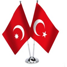Asilmeydan Son Imparatorluk Osmanlı - Türkiye -Ikili Saten Masa Bayrağı