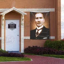 Asilmeydan Takım Elbiseli Şık Gazi Mustafa Kemal Atatürk Portre - Poster Bayrak 100X150 cm
