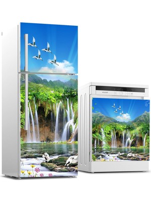 Sticker Art Buzdolabı ve Bulaşık Makinası Beyaz Eşya Sticker Kaplama 3D Doğal Görünüm