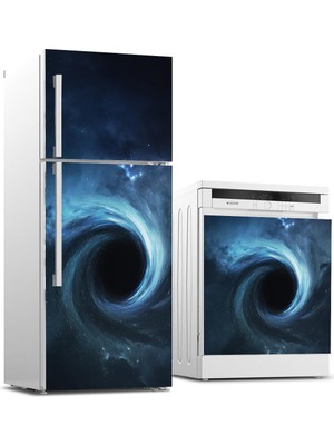 Sticker Art Buzdolabı ve Bulaşık Makinası Beyaz Eşya Sticker Kaplama Karadelik Uzay