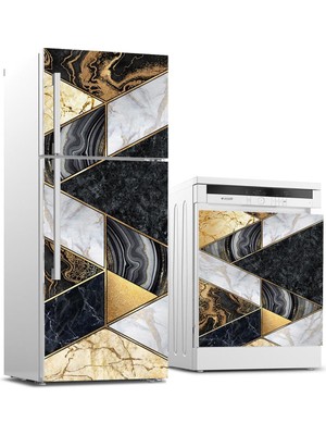 Sticker Art Buzdolabı ve Bulaşık Makinası Beyaz Eşya Sticker Kaplama Soyut Mozaik Desen
