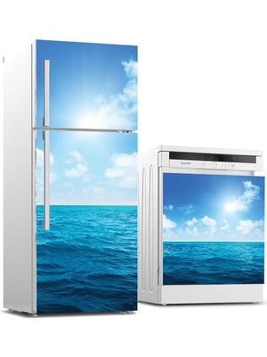 Sticker Art Buzdolabı ve Bulaşık Makinası Beyaz Eşya Sticker Kaplama Deniz