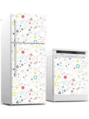 Sticker Art Buzdolabı ve Bulaşık Makinası Beyaz Eşya Sticker Kaplama Geometrik Şekiller