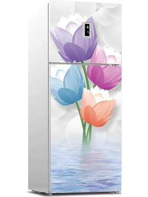 Sticker Art Buzdolabı Sticker Kaplama Dolap Kaplama Etiketi 3D Renkli Çiçekler