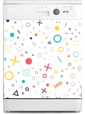 Sticker Art Bulaşık Makinesi Sticker Kaplama Beyaz Eşya Kaplama Geometrik Şekiller