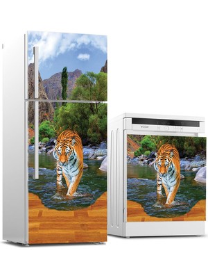 Sticker Art Buzdolabı ve Bulaşık Makinası Beyaz Eşya Sticker Kaplama Kaplan