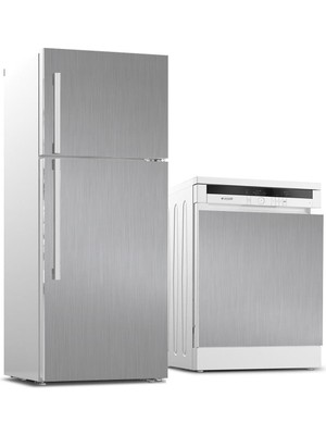 Sticker Art Buzdolabı ve Bulaşık Makinası Beyaz Eşya Sticker Kaplama Metalik Doku