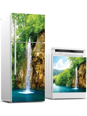 Sticker Art Buzdolabı ve Bulaşık Makinası Beyaz Eşya Sticker Kaplama Şelale