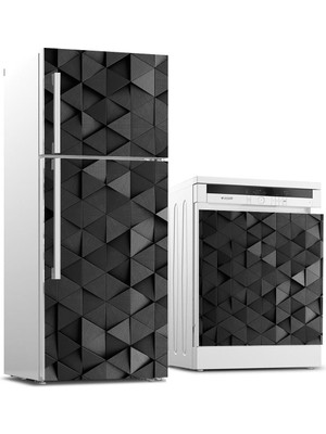 Sticker Art Buzdolabı ve Bulaşık Makinası Beyaz Eşya Sticker Kaplama Siyah Üçgen