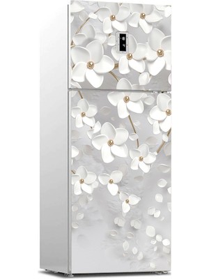 Sticker Art Buzdolabı Sticker Kaplama Dolap Kaplama Etiketi 3D Beyaz Yapraklar