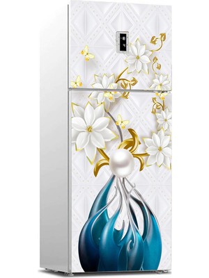 Sticker Art Buzdolabı Sticker Kaplama Dolap Kaplama Etiketi 3D Çiçek ve Kelebek