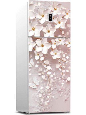 Sticker Art Buzdolabı Sticker Kaplama Dolap Kaplama Etiketi 3D Pembemsi Ağaç