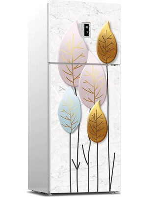Sticker Art Buzdolabı Sticker Kaplama Dolap Kaplama Etiketi Beyaz Mermer Yapraklar