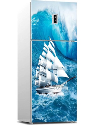 Sticker Art Buzdolabı Sticker Kaplama Dolap Kaplama Etiketi Yelkenli Deniz