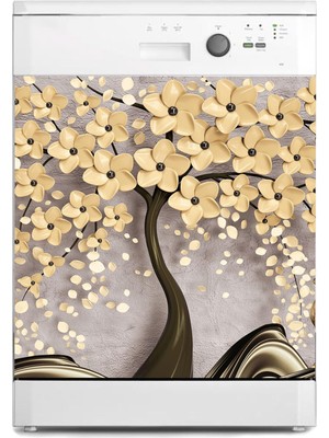 Sticker Art Bulaşık Makinesi Sticker Kaplama Beyaz Eşya Kaplama 3D Geyik Ağaç