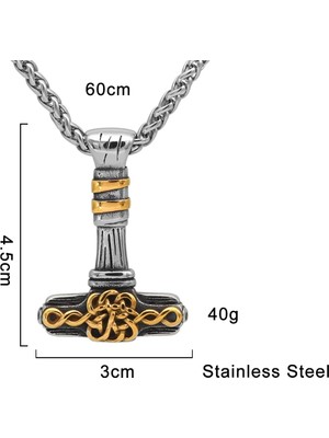 Viking Thor Mjollnir Nordik Iskandinav Işlemeli & Örgü Zincir 316L Erkek Çelik Kolye