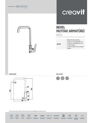 Creavit Bevel Mutfak Armatürü