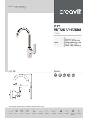 Creavit City Mutfak Armatürü