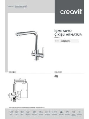 Creavit Içme Suyu Çıkışlı Mutfak Armatürü