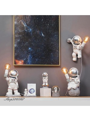 Xinh Modern Astronot Masa Lambası Art Deco Reçine Lamba Masa Yatak Odası Lamba Yaratıcı Oturma Odası Loft Dekorasyon Uzay Adam Masası Işık LED (Duvar Lambası Altın) (Yurt Dışından)