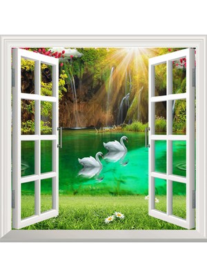 Sticker Art Pencere Poster Duvar Kağıdı Kuğu Göl Yapışkanlı Sticker